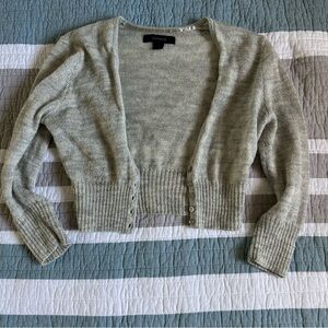 Express Y2K Vintage Merino Alpaca Mohair Gray Silver Crop Sweater XS
